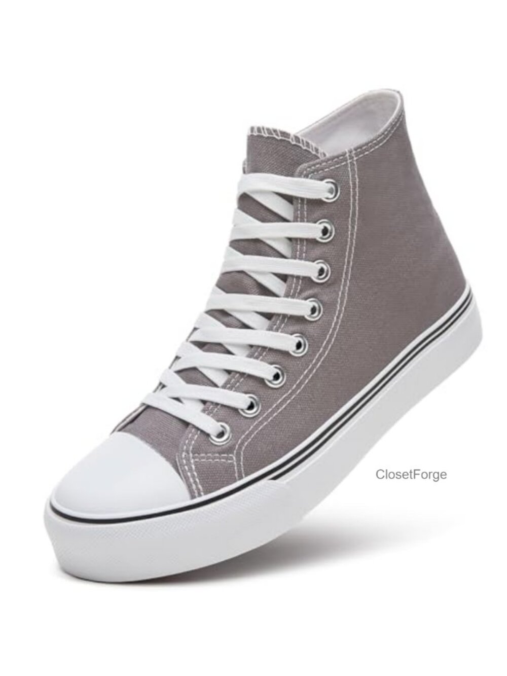High Top Canvas Sneakers Lace-Up Tennis Walking Shoes Memory Foam